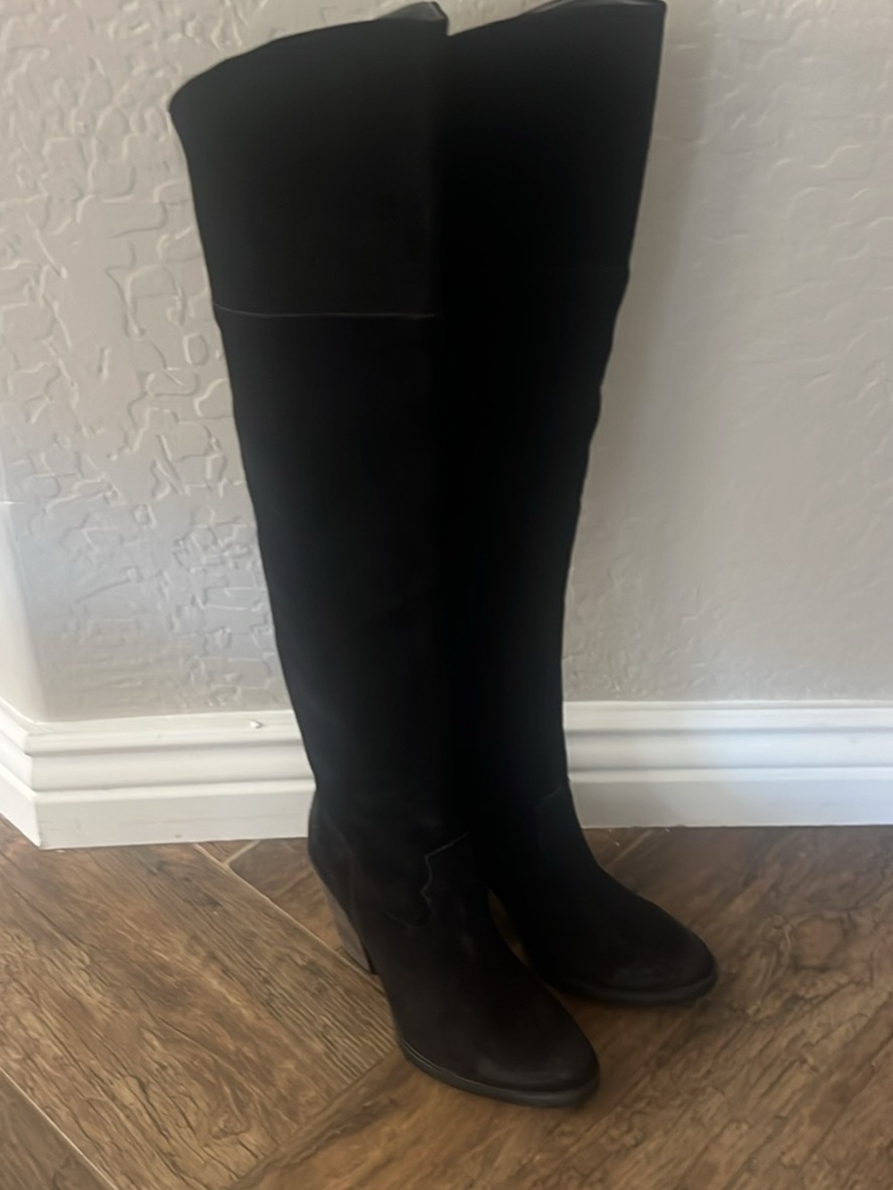NEW!!Black Over-the-Knee Women's Boots Leather Upper (Real Suede)